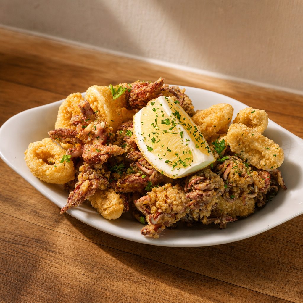 Freshly Breaded Calamari.